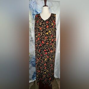 IMAN Leopard Print Dress with Red Floral Accents